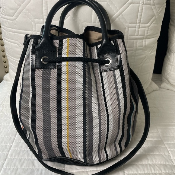 BRANDINA The Original Canvas & Leather Top Handle Crossbody Bucket Bag Tote - Picture 6 of 16